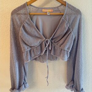 Urban Outfitters Lavender Cropped Tie-Front Top